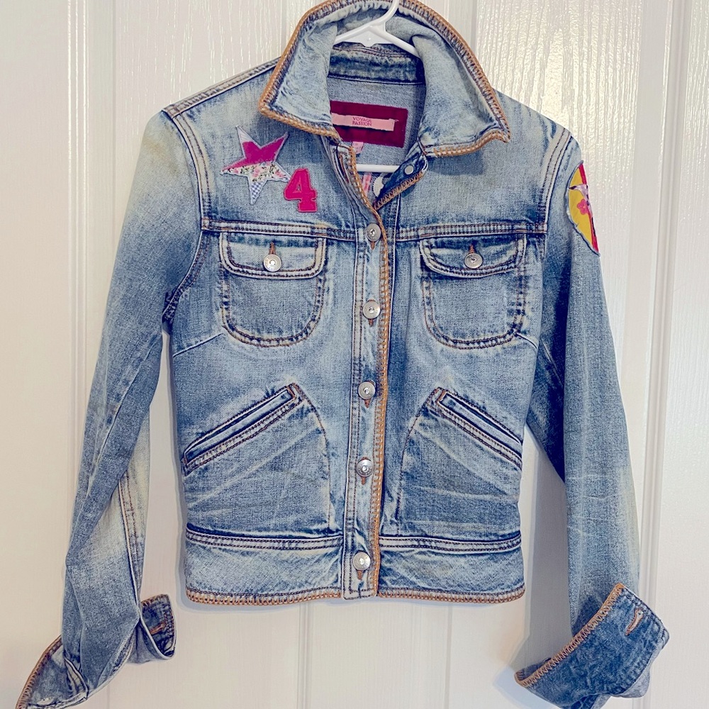 Vintage Voyage Passion denim jacket with rhinestones and patches! Stunning!